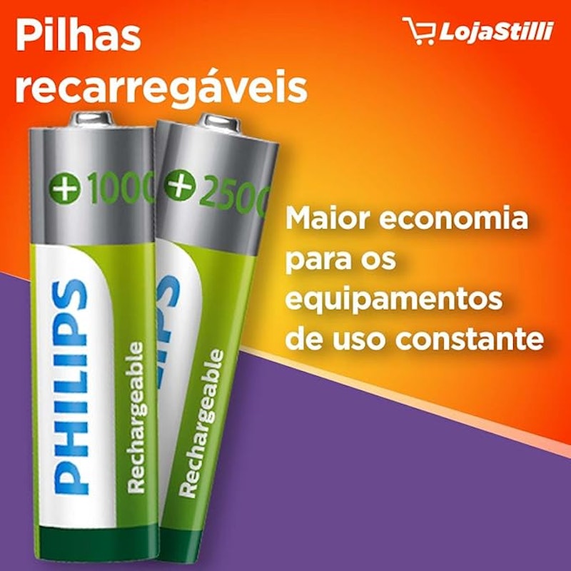 Pilha Recarregável AA Philips 3