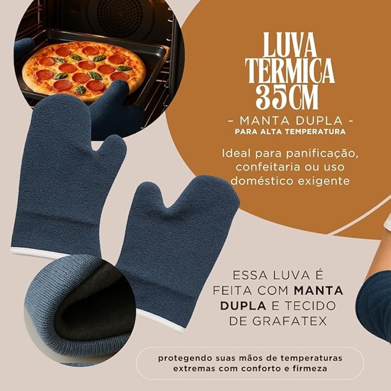 Luva Térmica Grafatex Alta Temperatura 35 cm Cozinha 4