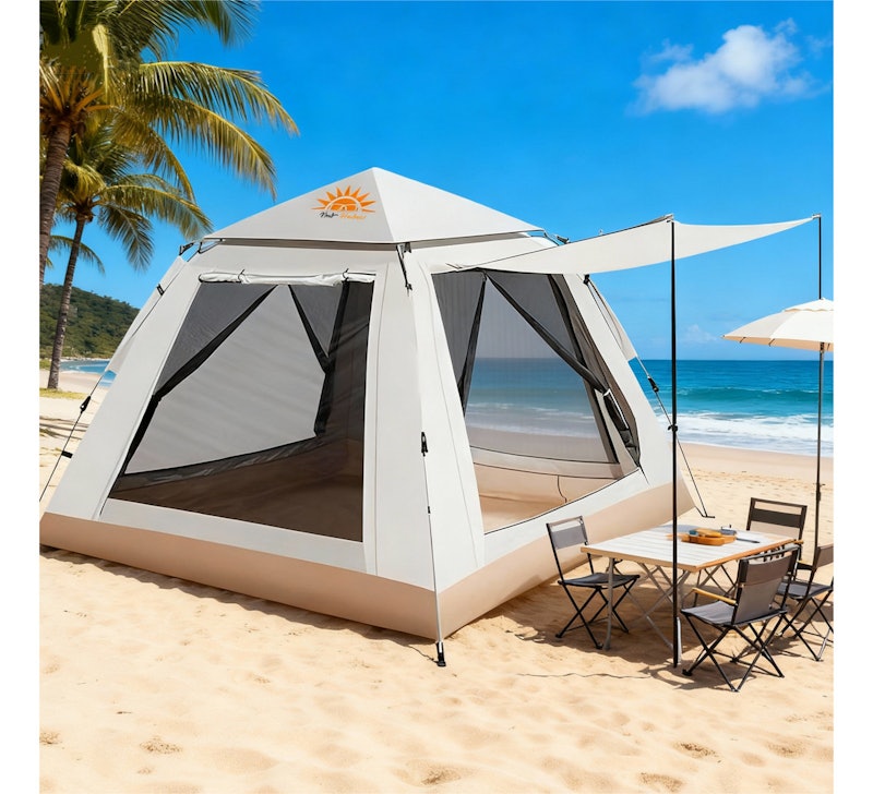 Barraca Automática New Hawaii até 4 Pessoas Impermeável Praia Bege 1