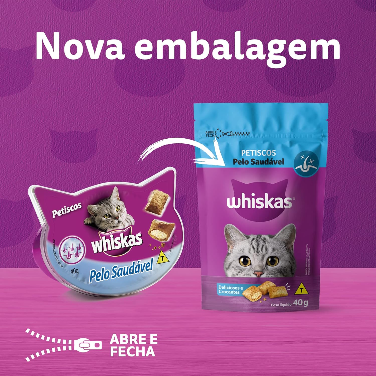 Petiscos para Gatos Adultos Whiskas Pelo Saudável 5