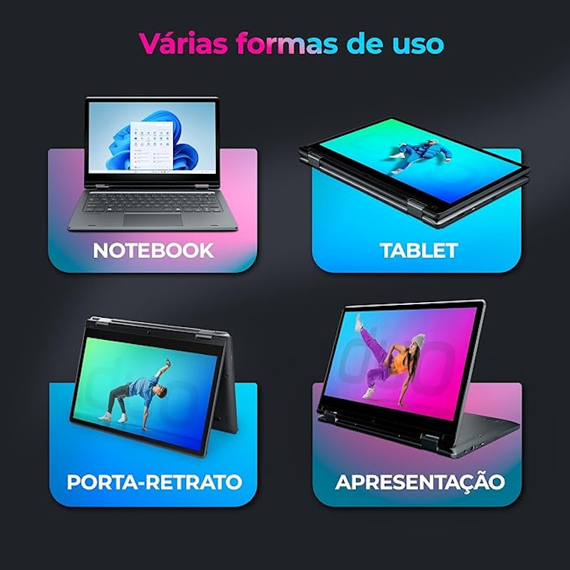 Notebook 2 em 1 Positivo Duo C4128E Intel® Celeron N4500 Windows 11 Home 4