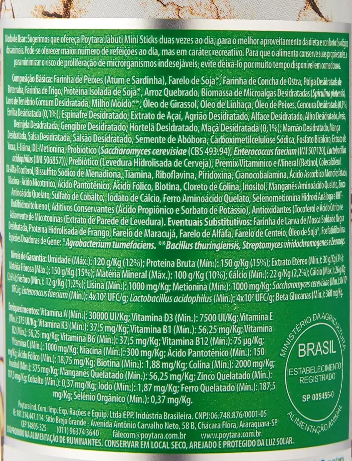 Ração Poytara Jabuti Mini Sticks 3
