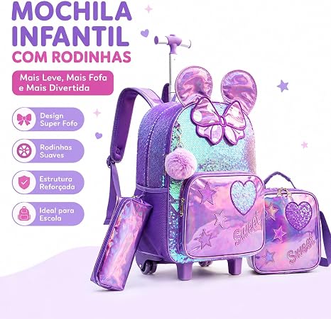 Kit Bolsa Feminina, Lancheira e Estojo 2