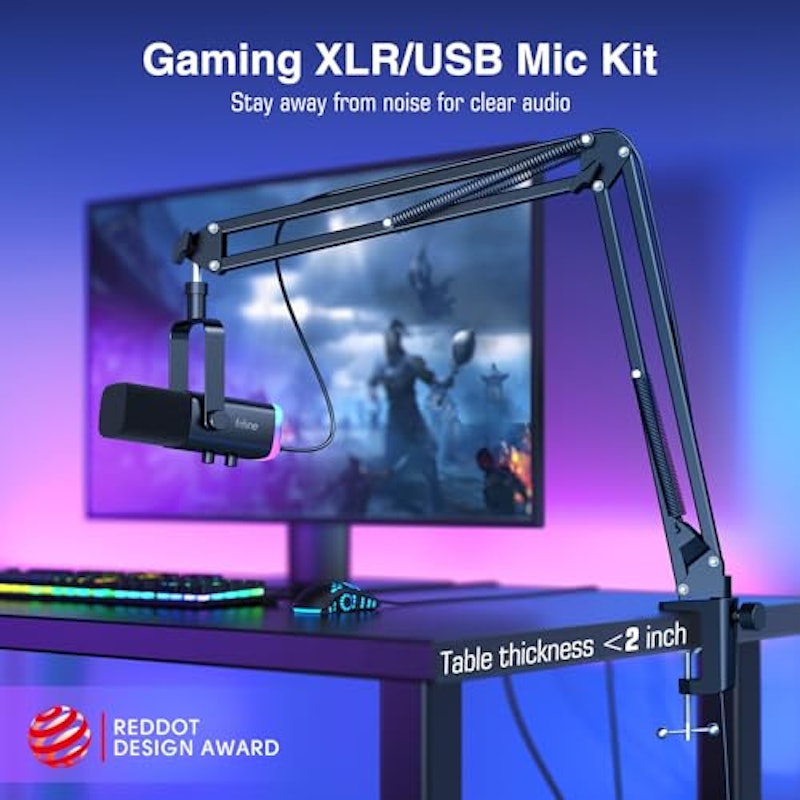 Microfone AmpliGame USB/XLR com Suporte de Braço Articulado 2