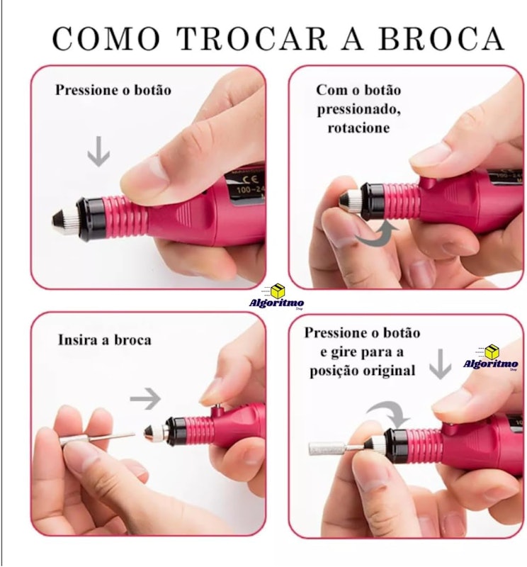 Kit Cabine Unhas LED UV Gel Bivolt Sun + Lixa Unha Elétrica para Manicure 4