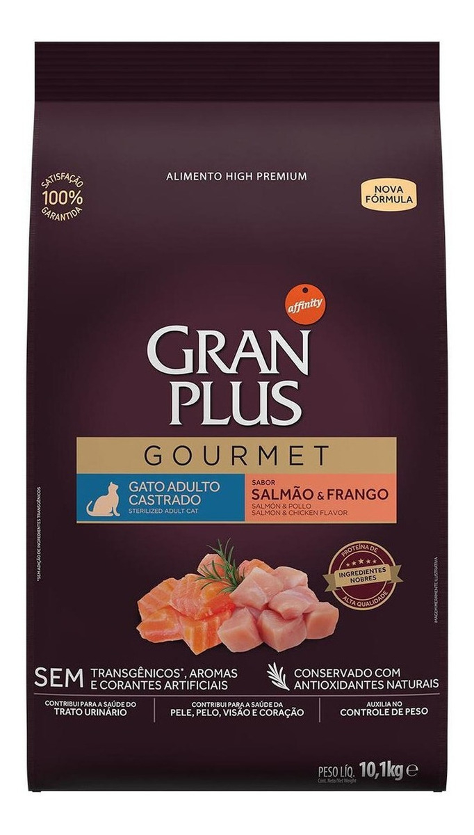 Ração Gourmet Gato Adulto Castrado Sabor Salmão e Frango 1