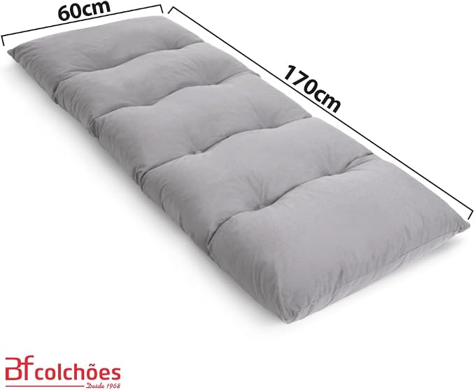 Futon Dobrável de Espuma Solteiro Cinza Claro 170x60 cm 2