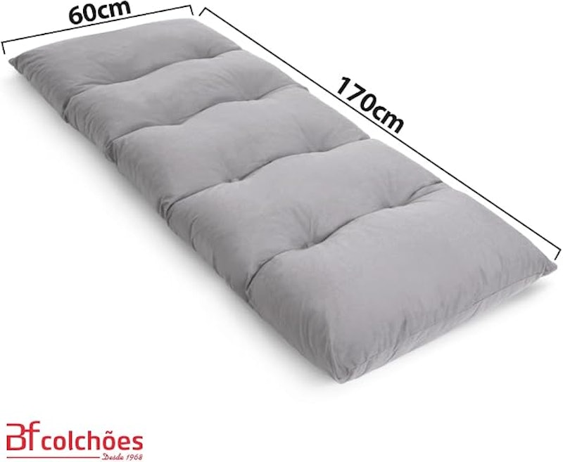 Futon Dobrável de Espuma Solteiro Cinza Claro 170x60 cm 2