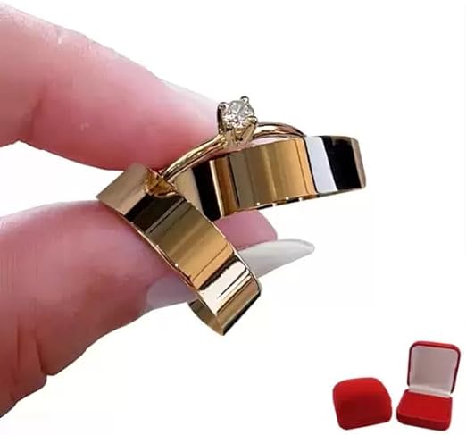 Aliança Par Italiana Ouro 24 K 6 mm com Anel Solitário 3