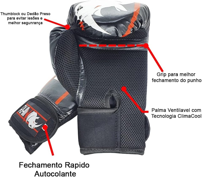 Luva Boxe e Muaythai Rhino Spank 3