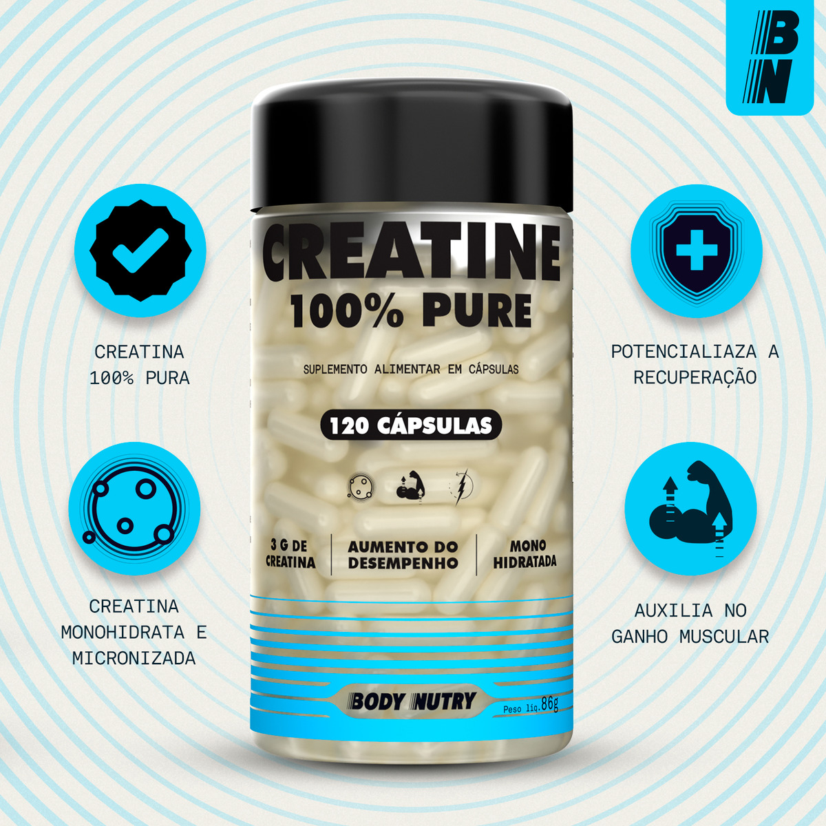 Creatina 100% Pura Body Nutry 2