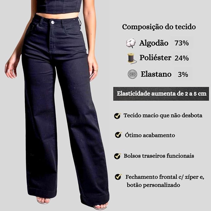 Calça Sarja Sawary Wide Leg 3