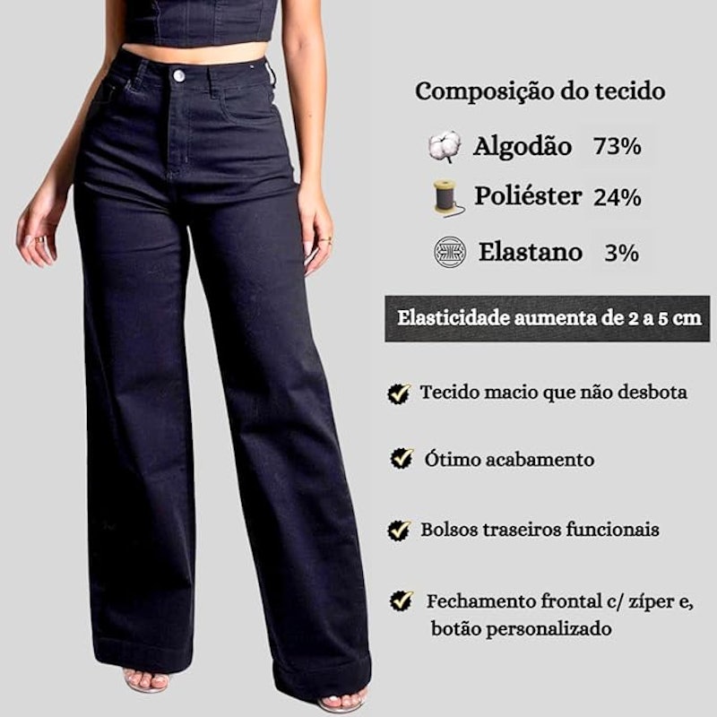 Calça Sarja Sawary Wide Leg 3