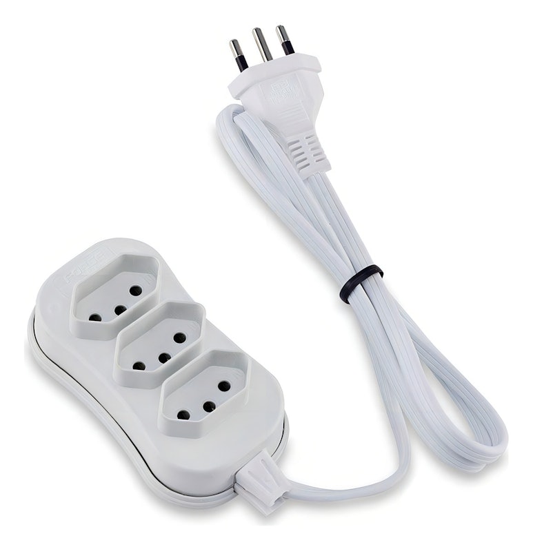 Extensão Slim 3 Tomadas Tripolar Bivolt Force Line 2