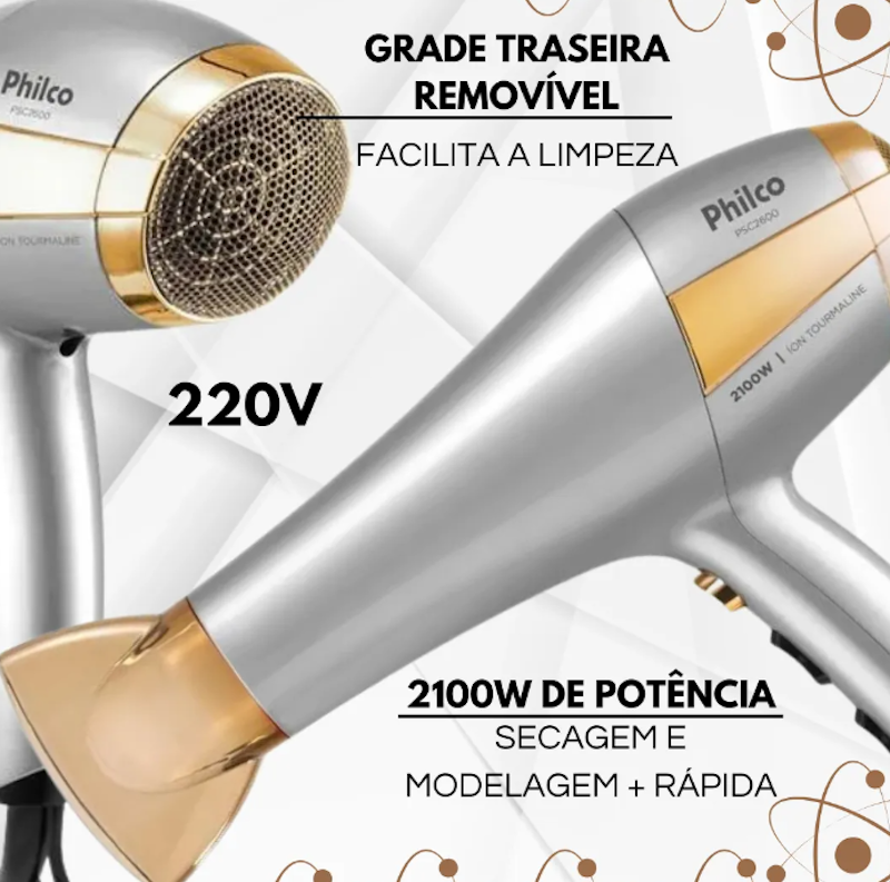 Secador de Cabelos Íons Tourmaline 2100 W 3