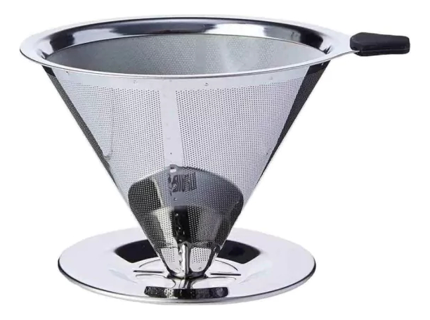 Filtro Coador Reutilizável para Café em Aço Inox Prateado 1