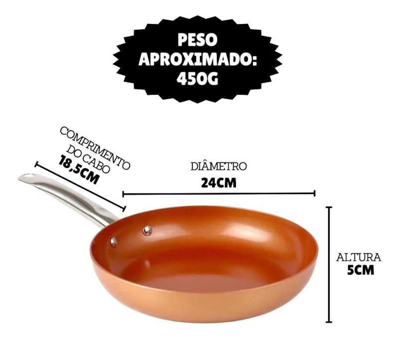 Frigideira Antiaderente Cerâmica e Cobre/Titânio 3