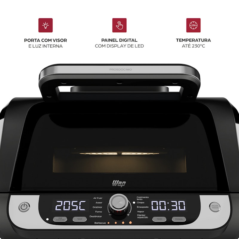 Fritadeira Elétrica WAP Air Fryer Barbecue Digital 2