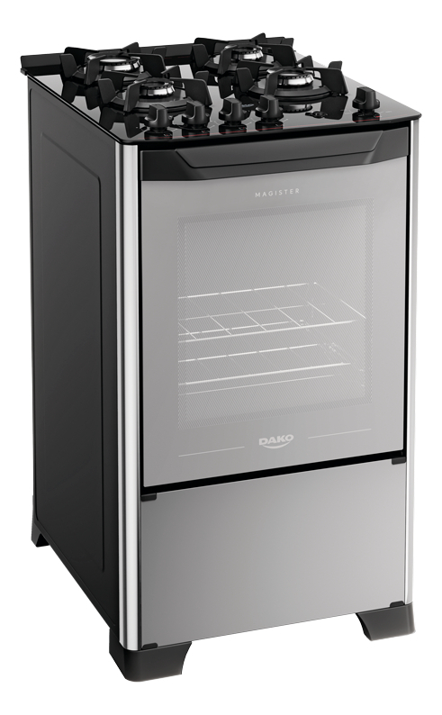 Fogão 4 Bocas Preto com Mesa de Vidro Dako Magister 2