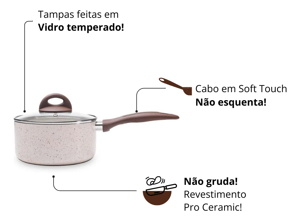 Panela com Tampa Brinox Suprema Antiaderente Ceramic Life 16cm 2