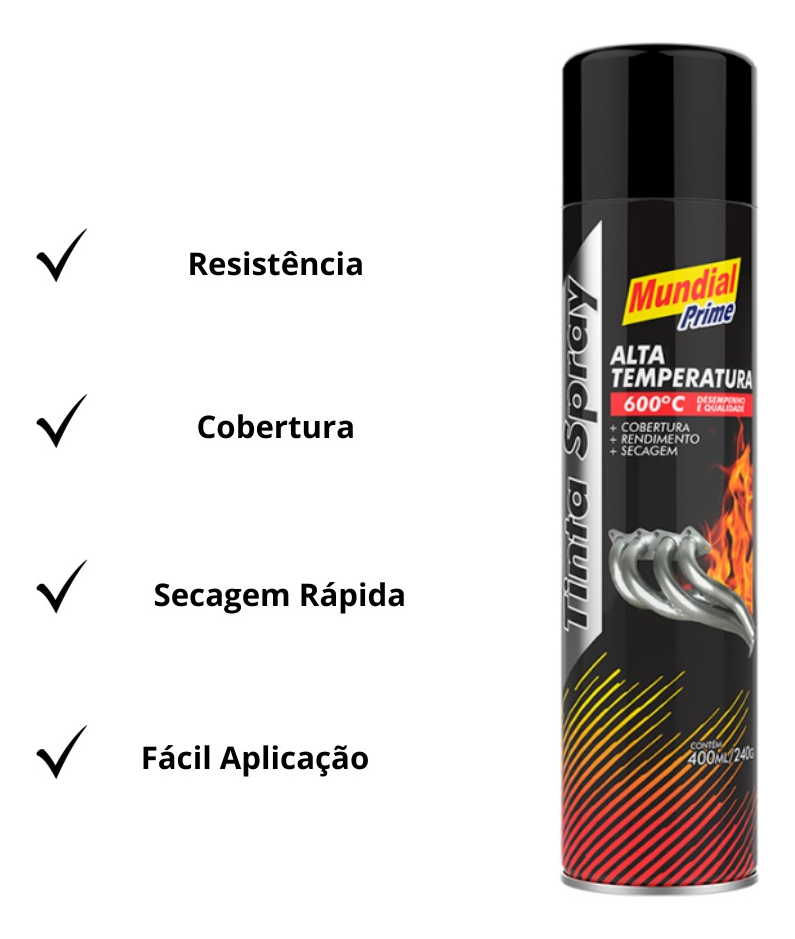 Tinta Spray Alta Temperatura Preto Fosco 3