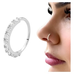 Piercing Nostril Nariz Prata 925 Cravejado 9 mm