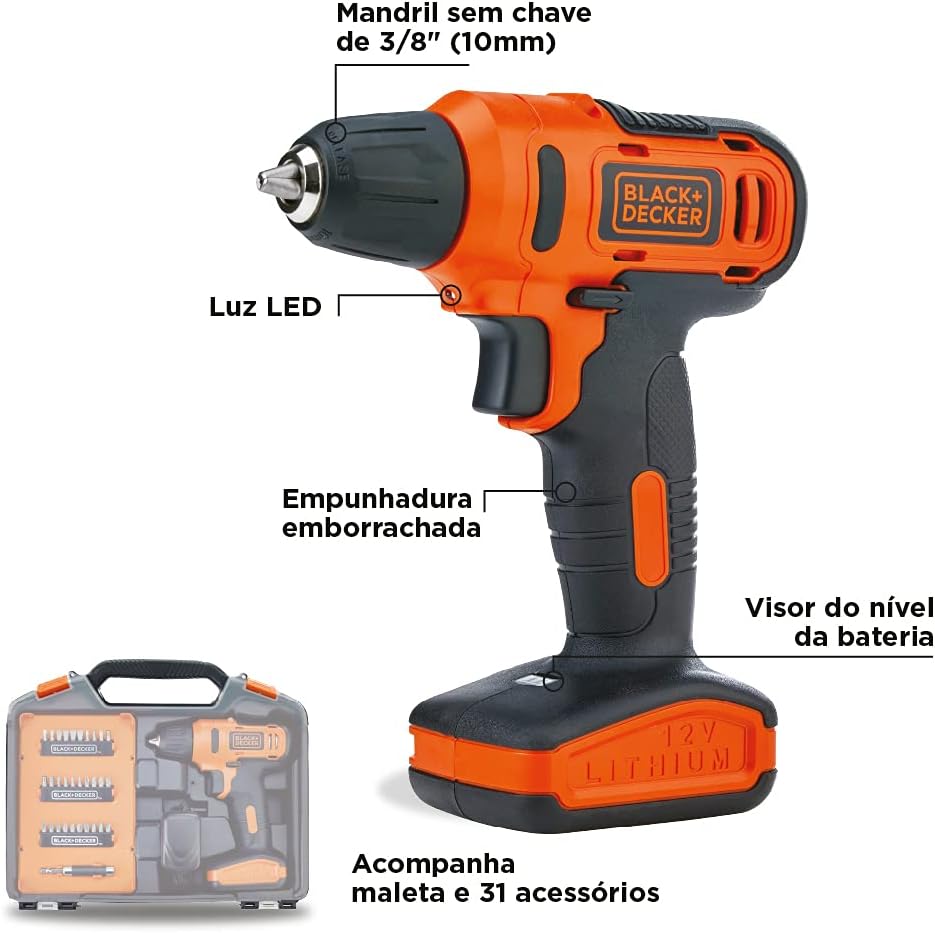Parafusadeira/Furadeira 3/8" (10 mm) 12 V 2