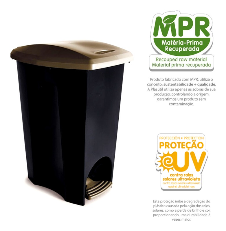 Lixeira com Pedal Ecoblack 3 em 1 30 L 5