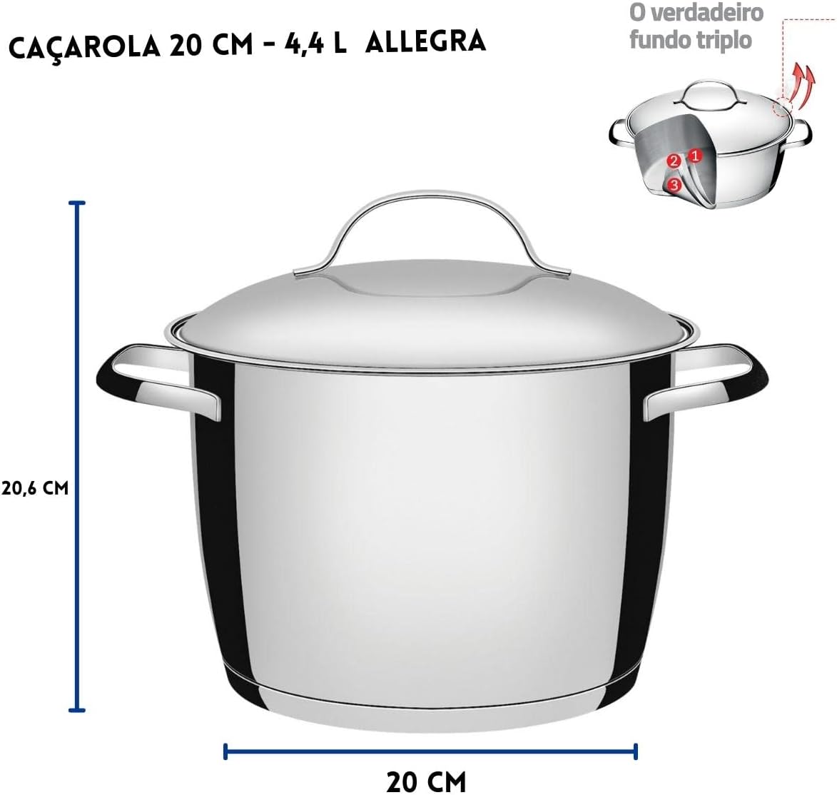 Jogo Cozi-Pasta Tramontina Allegra em Aço Inox 4