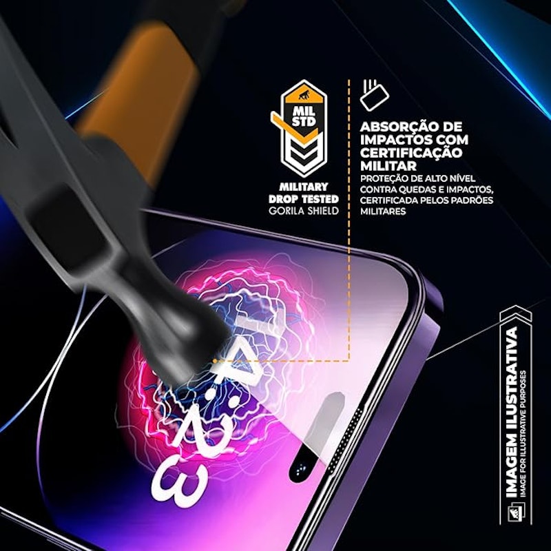 Gshield Película Defender Glass Preta para iPhone 16 Pro Max 3