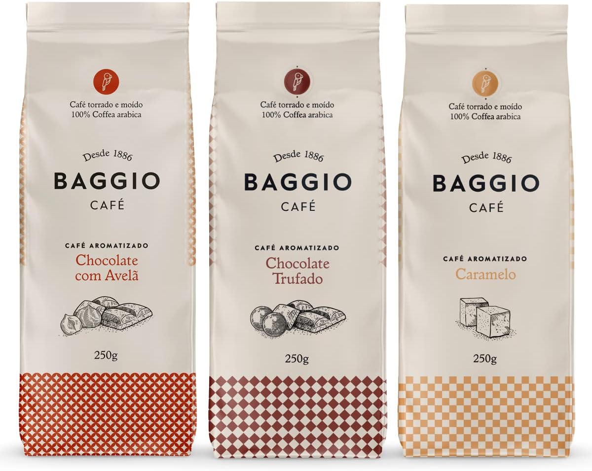 Kit Café Gourmet Baggio Chocolate com Avelã, Trufado e Caramelo 5
