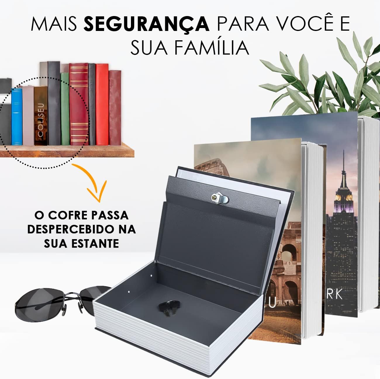 Cofre Camuflado em Formato de Livro Coliseu 3