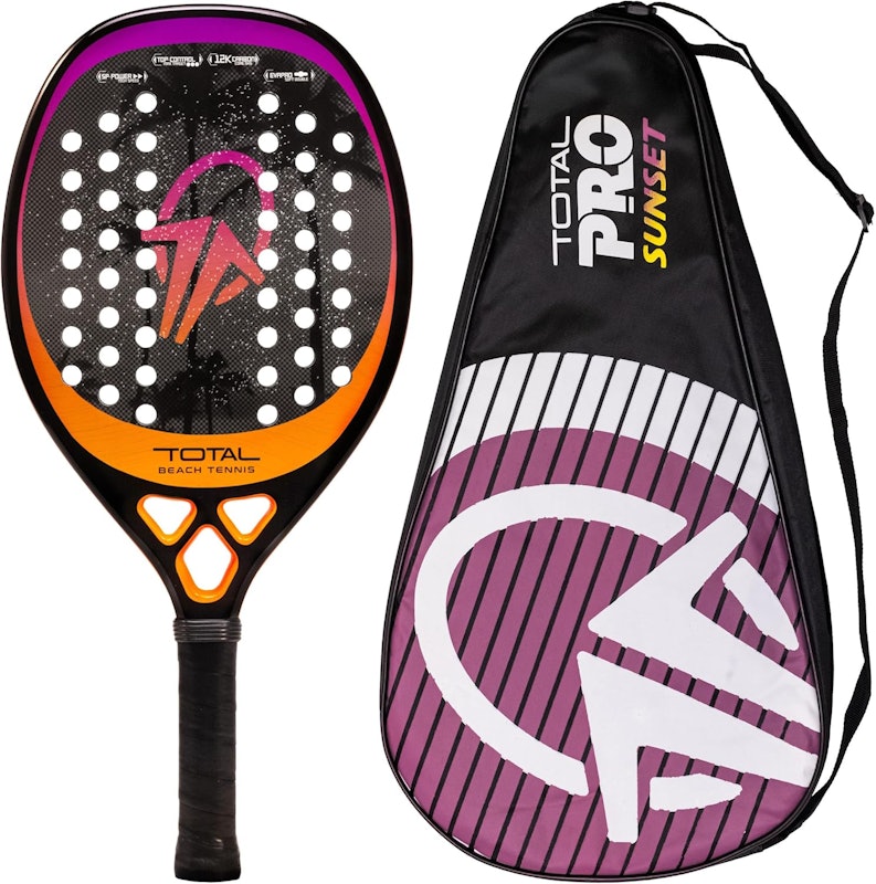 Raquete Beach Tennis Carbono 12K Total Pro Sunset + Capa 1