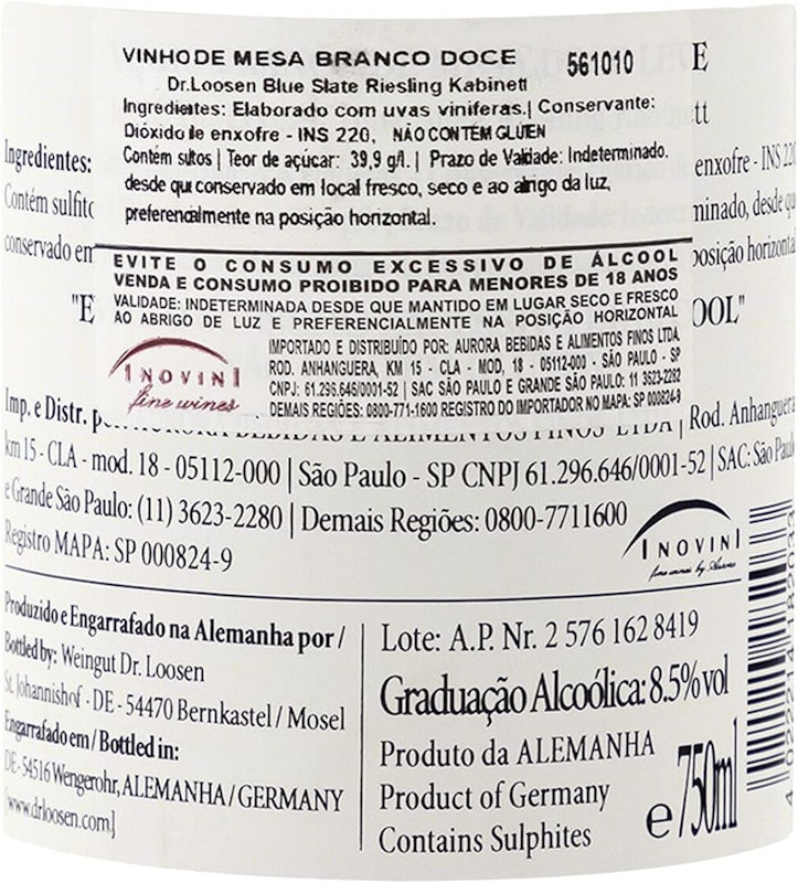 Vinho Branco Suave Dr. Loosen Blue Slate 4
