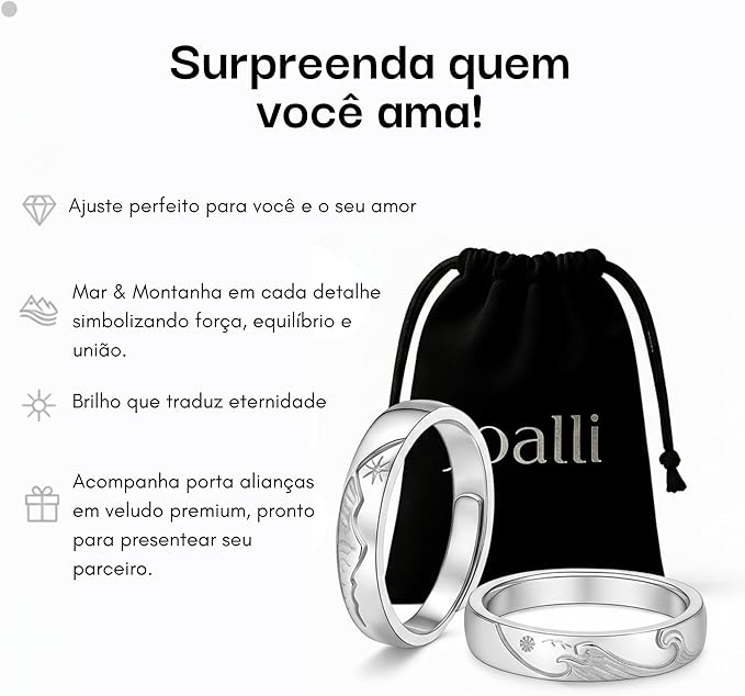 Aliança de Namoro Prata 925 Ajustável Joalli 3