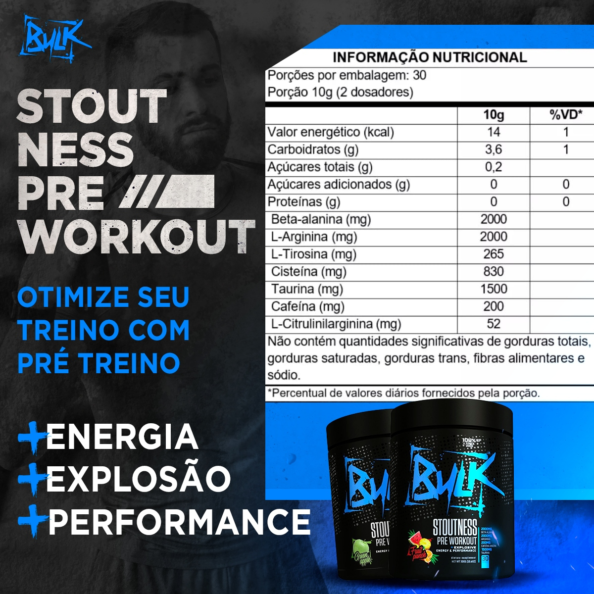 Pré Treino Stoutness 300 g (Maçã Verde) 2