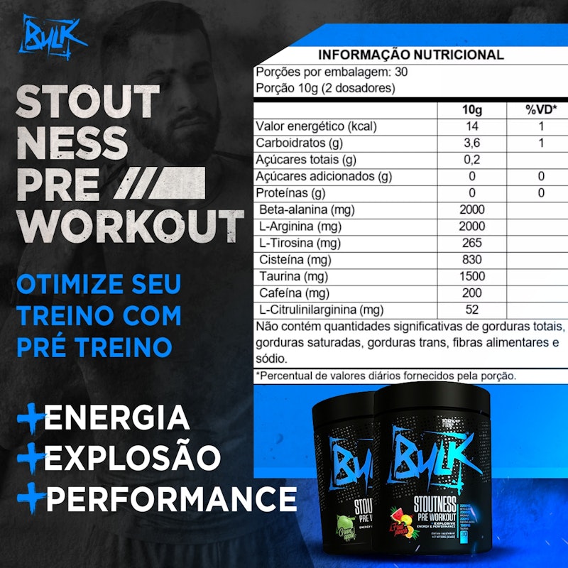 Pré Treino Stoutness 300 g (Maçã Verde) 2