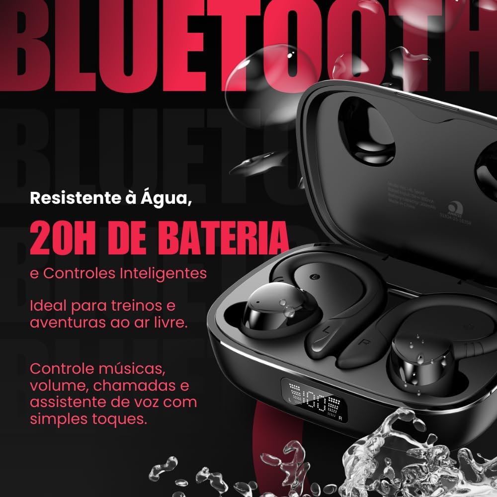 Fone de Ouvido Bluetooth com Microfone e Cancelamento de Ruído Ativo 5