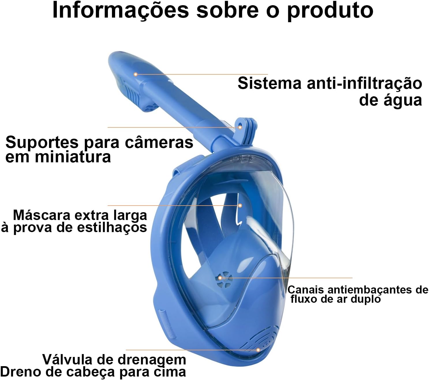 Máscara de Mergulho Snorkel para Crianças 3