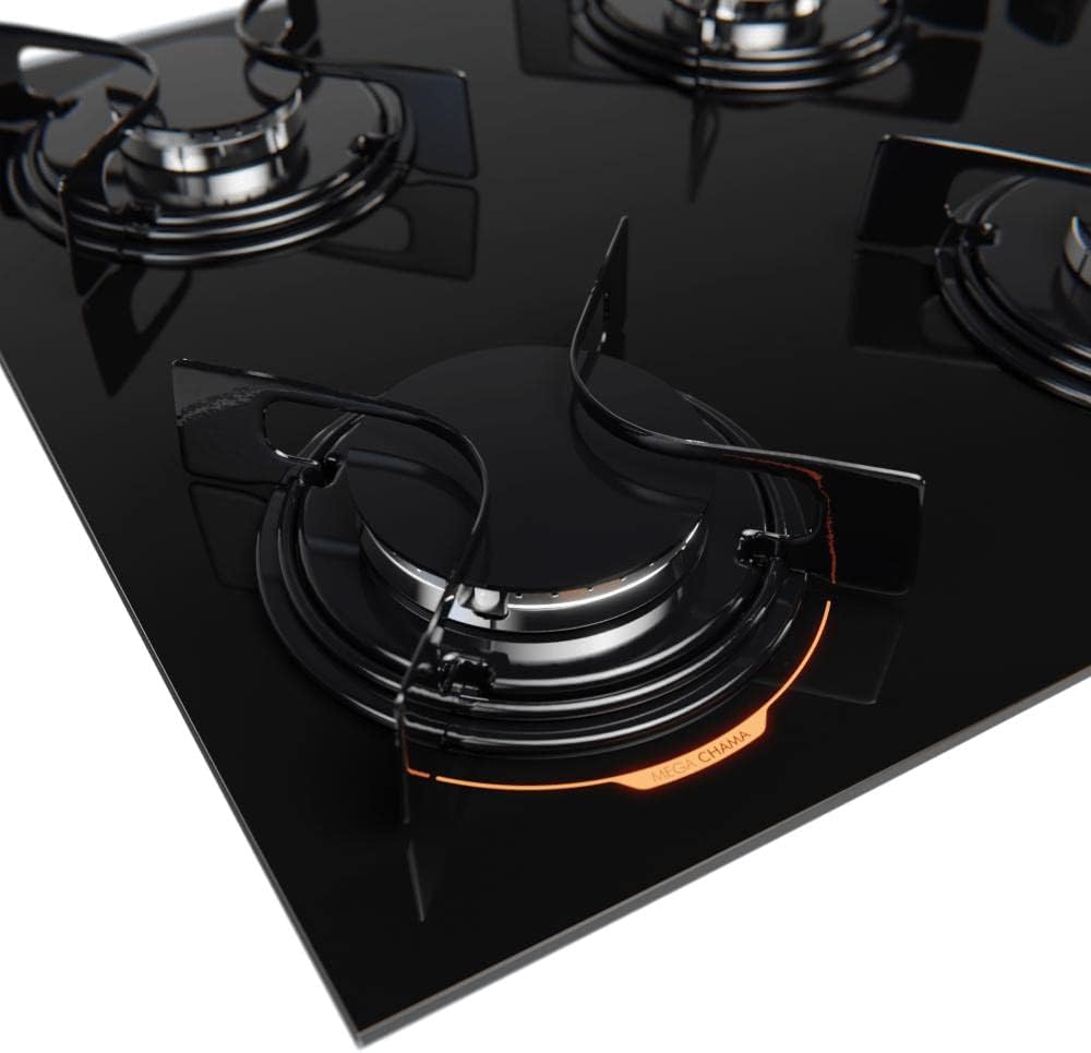 Cooktop 4 Bocas Preto com Mesa de Vidro Atlas U Top Bivolt 4
