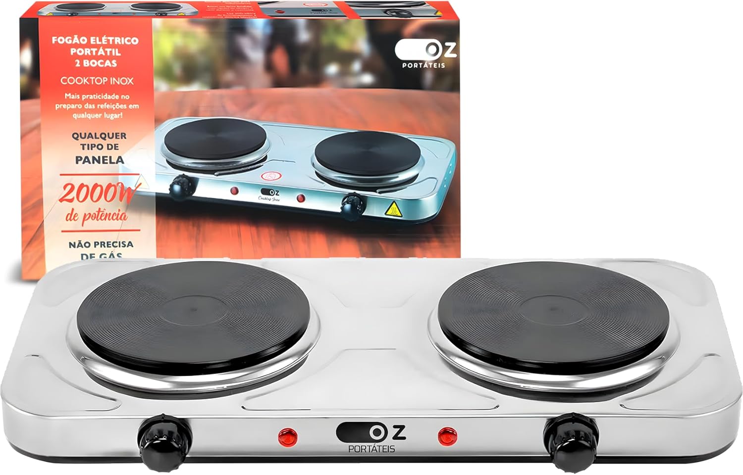 Fogão Elétrico Portátil 2 Bocas Cooktop 5