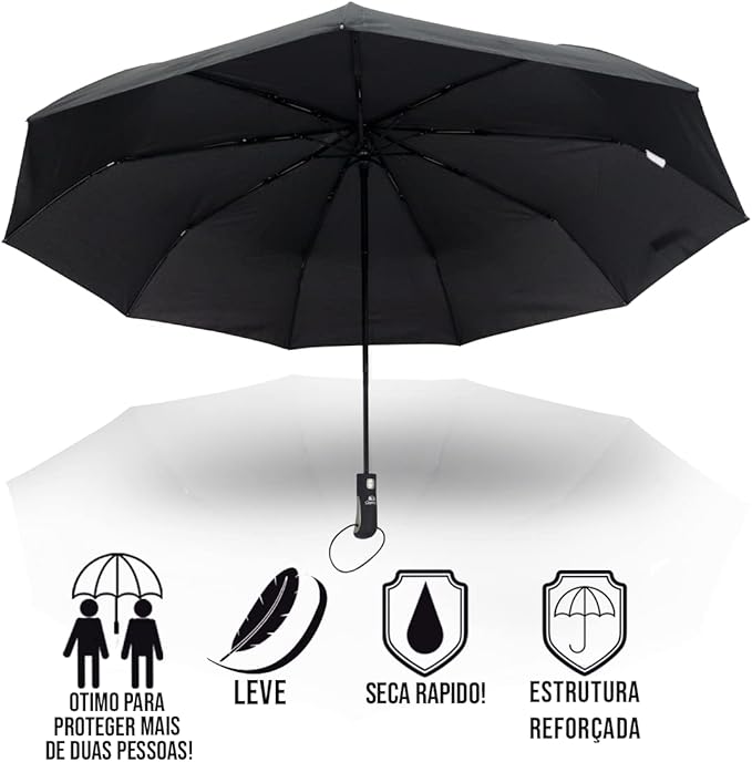 Guarda-Chuva Abre e Fecha Automático Contra Vento Reforçado 3