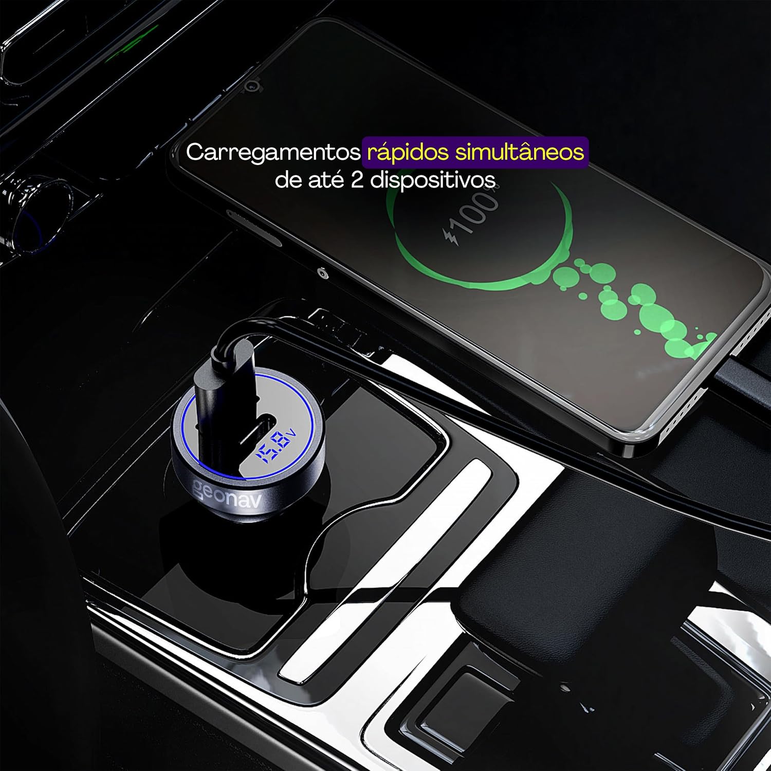 Carregador Veicular Ultrarrápido SuperPower Duo 38 W 3