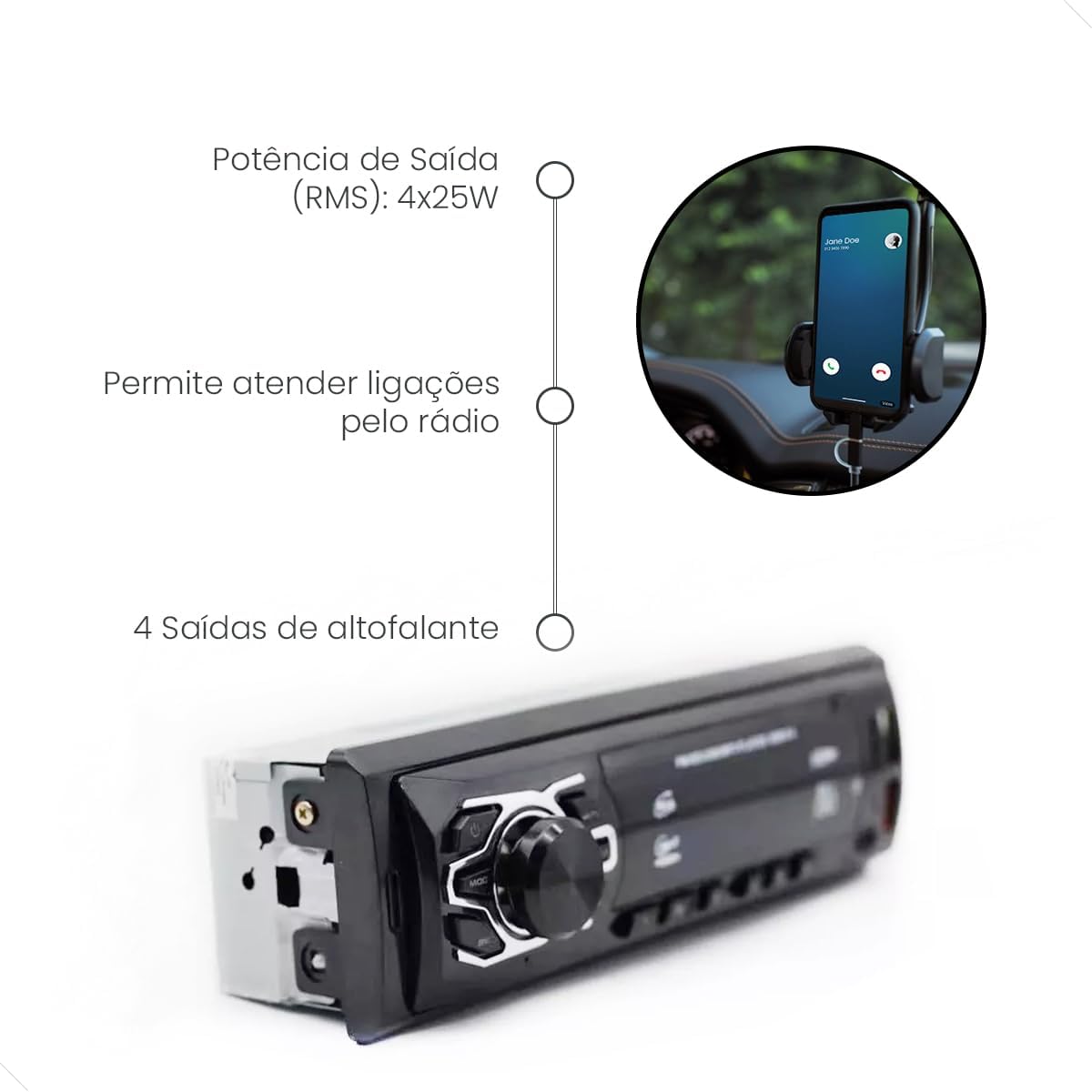 Som Automotivo Bluetooth First Option 5