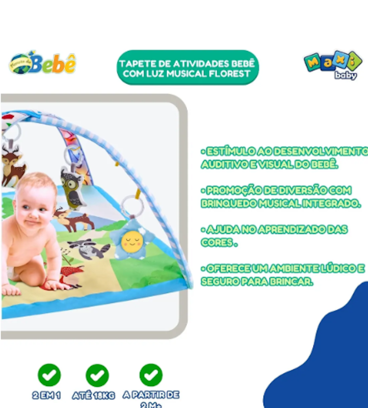 Tapete de Atividades Bebê com Luz Musical Florest 5