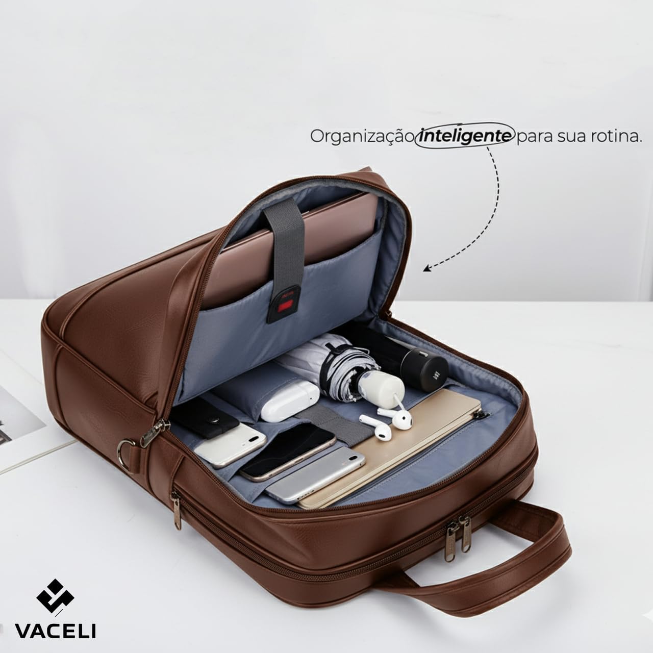 Mochila Couro Reforçada Executiva Grande Vaceli 4