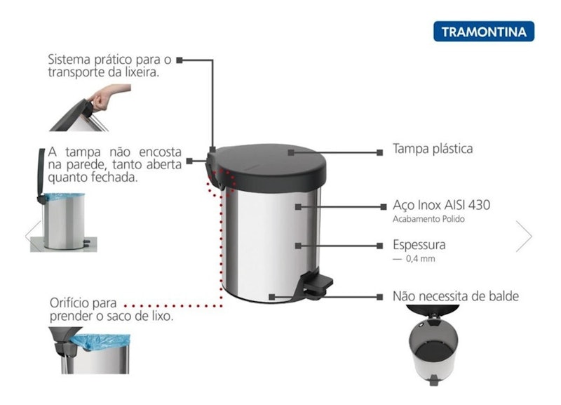 Lixeira com Pedal New 5 L 5