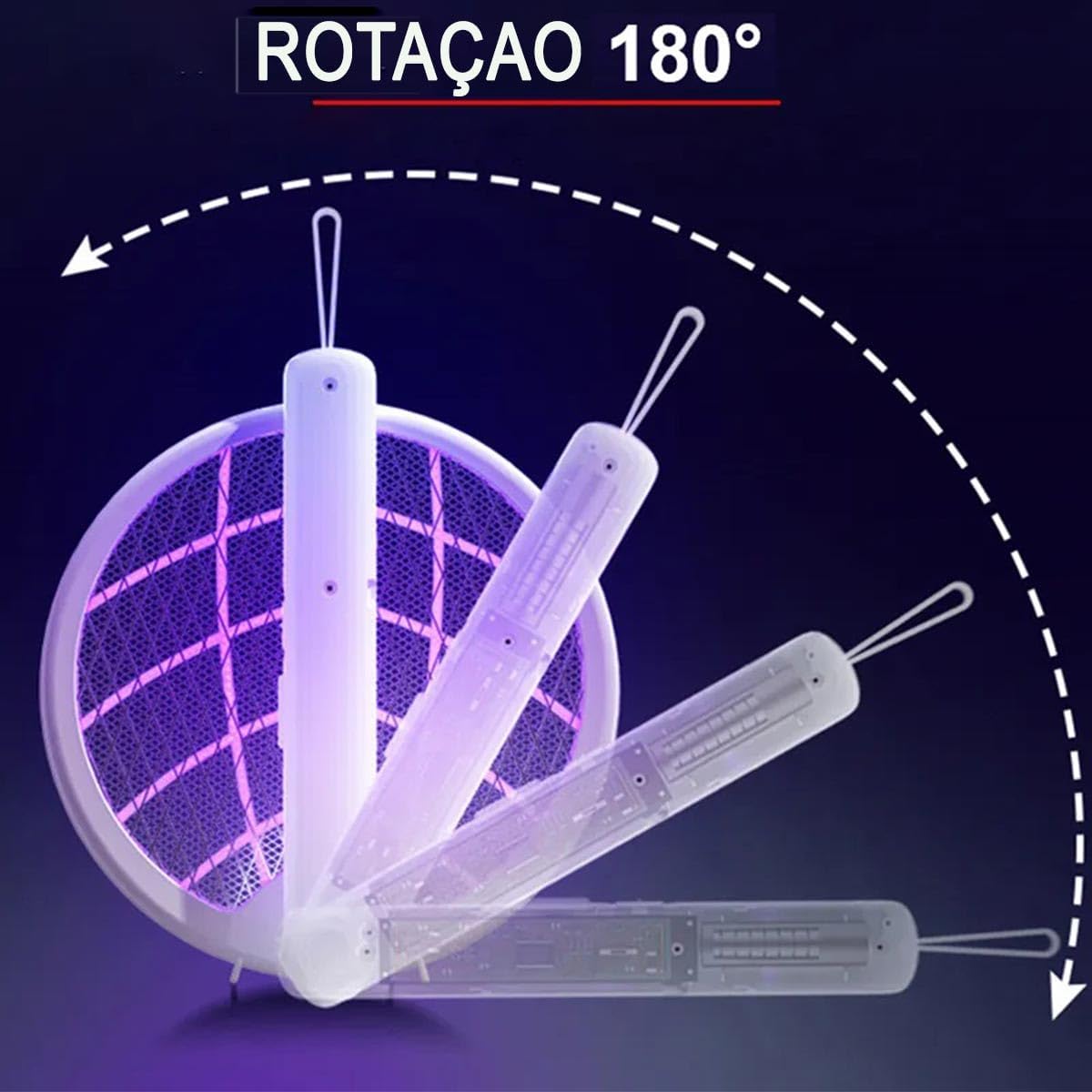 Raquete Mata-Mosquito Elétrica 4 em 1 Luz UV Automático Leva Pro Pet 5