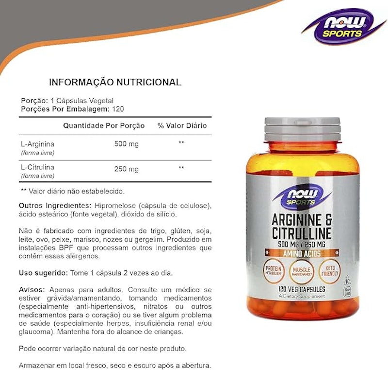 Arginina 500 mg e Citrulina 250 mg 3