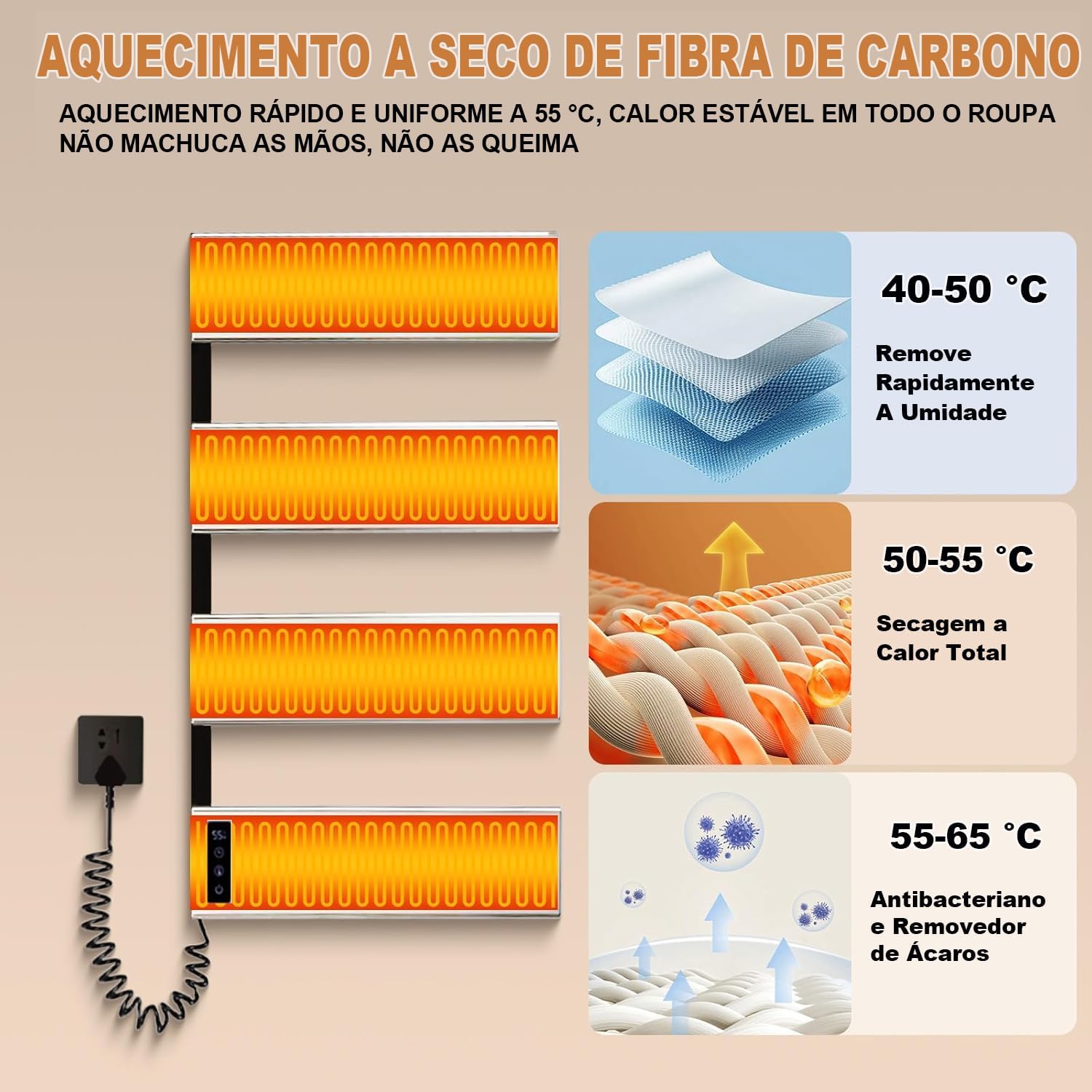 Toalheiro Térmico Secador de Toalhas Elétrico 3